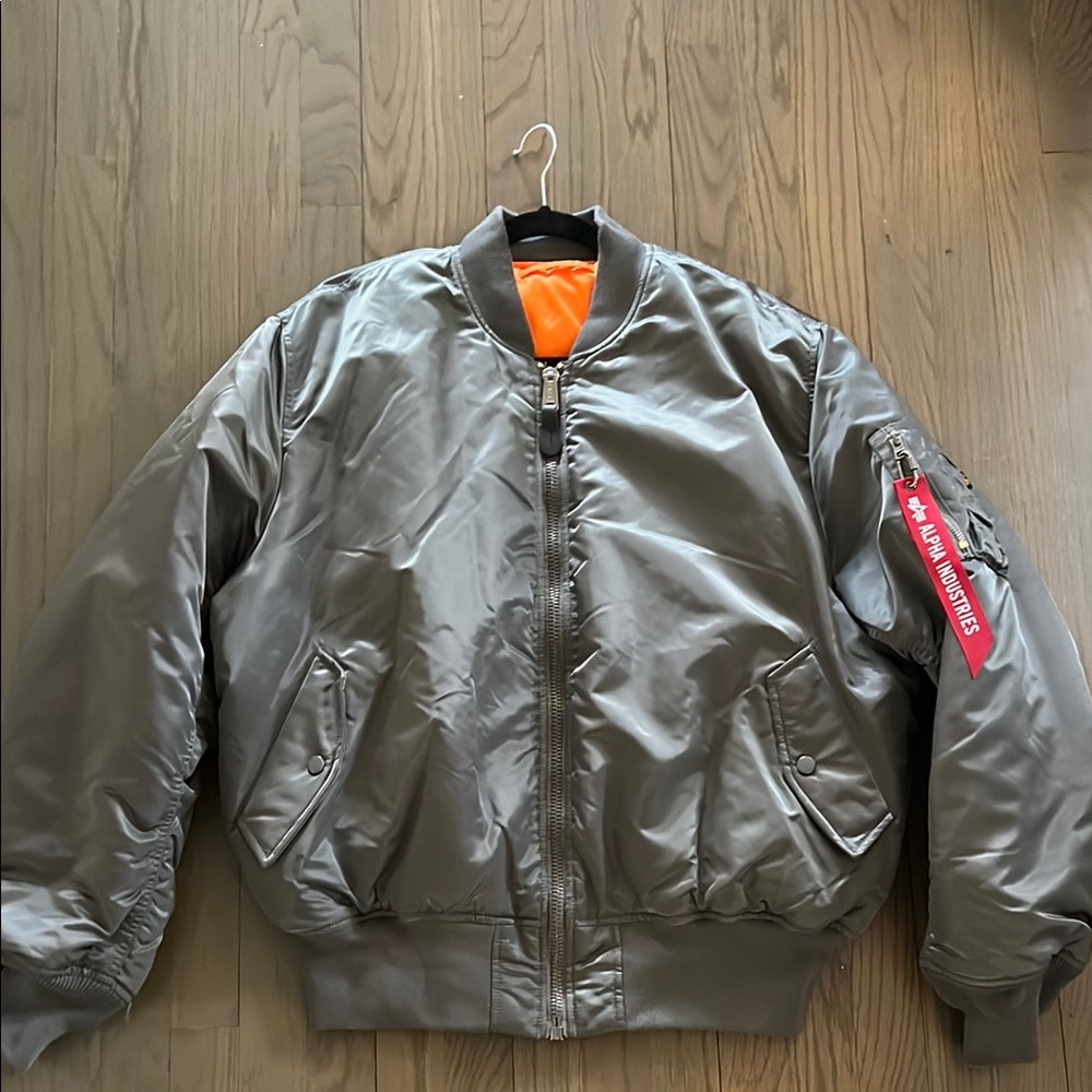 Men's Gray Bomber Jacket - Alpha Industries